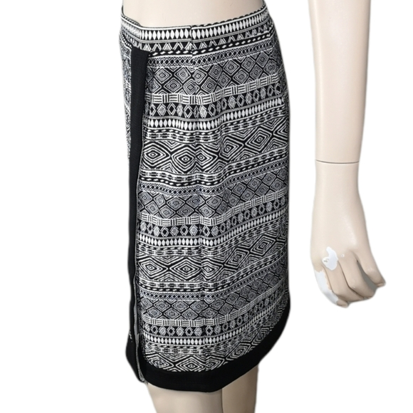 Cato Faux Wrap Career Geometric Aztec Print Skirt - Picture 4 of 8